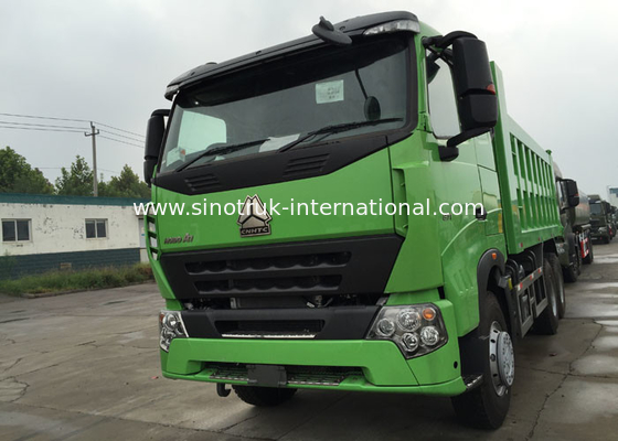 HOWO A7 30 - 40 Tons Tipper Dump Truck RHD 6X4 Air Suspension Lemon Green Color