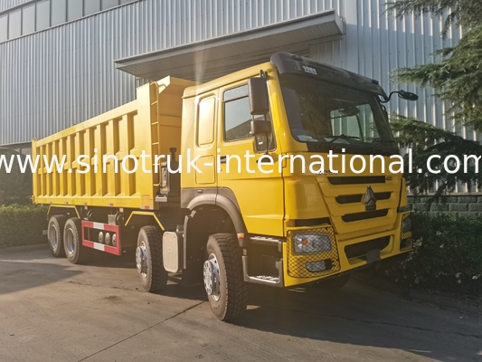 کامیون کمپرسی Sinotruk Howo 12 چرخ 400 اسب بخار 8 × 4 ماینینگ RHD زرد