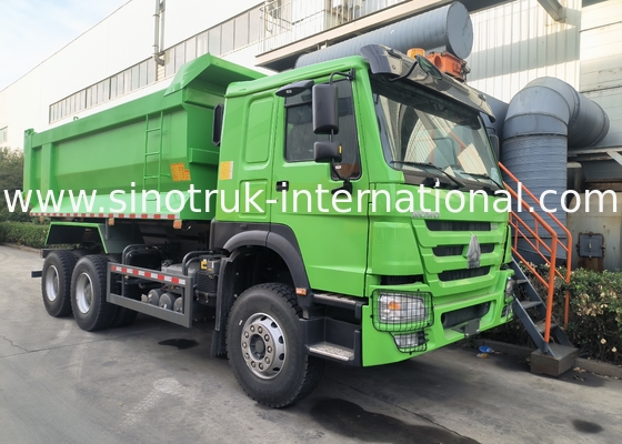 Sinotruk Howo ترمپیک ترمپیک 380Hp 6 × 4 شکل U بدن باربری رنگ سبز