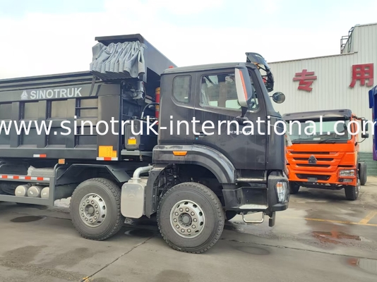 HOWO NX 380HP RHD کامیون سیاه و سفید با فلاک پلین