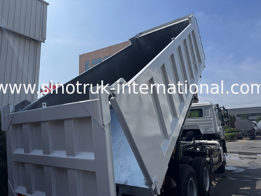 کامیون کمپرسی SINOTRUK HOHAN Howo با بالابر میانی، موتور Weichai، پیکربندی 6 × 4، فرمان چپ، جعبه بار مستطیلی، رنگ سفید، 19-20 متر مکعب