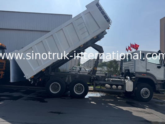 کامیون کمپرسی SINOTRUK HOHAN Howo با بالابر میانی، موتور Weichai، پیکربندی 6 × 4، فرمان چپ، جعبه بار مستطیلی، رنگ سفید، 19-20 متر مکعب