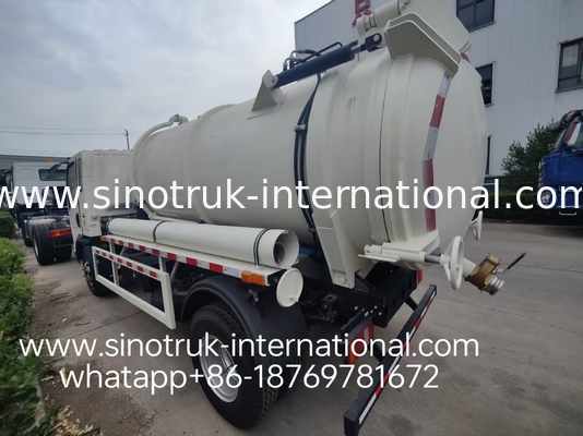 4*2 رانندگی HOWO لوله مکش فاضلاب: مخزن 6m3، 160HP ، 8.00R20 لاستیک، لوله فاضلاب سبک ، خودرو بهداشتی کارآمد