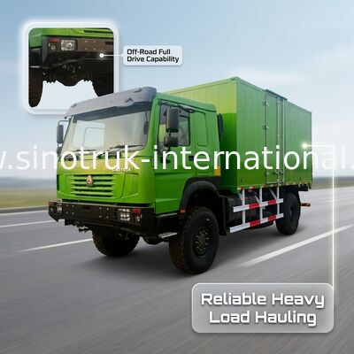 کامیون باری 4X4 LHD با مخزن بار 5000*2300*2300 میلی‌متری و محور عقب 16T برای حمل و نقل سنگین