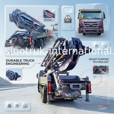 ارتفاع فوق العاده HOWO 380HP Smart پمپ کامیون 52m Boom 6x4 کشش برای بی نظیر ورودی عمودی
