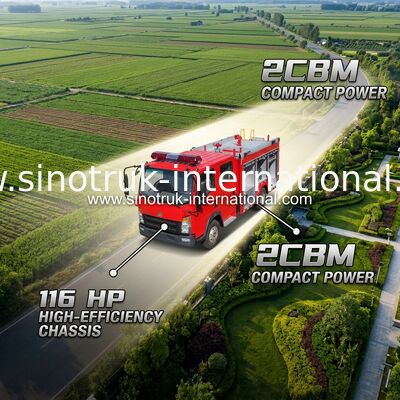 2CBM 4X2 116HP کامیون آتش نشانی ماشین آتش نشانی کشاورزی کامیون برای زمین شناسی