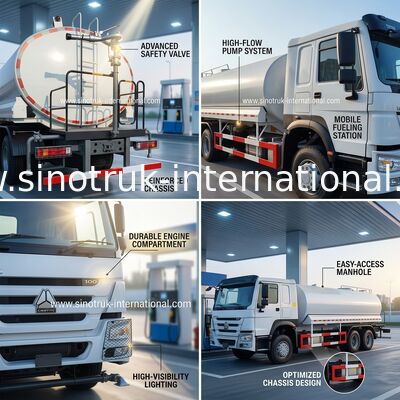 LHD 6×4 10wheels 400HP HOWO Oil Tank Truck مصرف سوخت کم