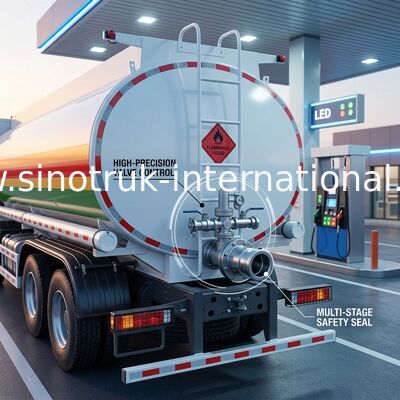 SINOTRUK HOWO قرمز 380HP 8×4 12 چرخ بزرگ ظرفیت مخزن نفت کامیون