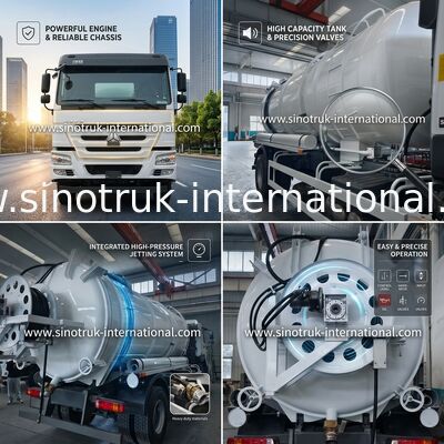 پمپ خلاء کامیون مکش فاضلاب تمیز کننده سپتیک تانک 16CBM LHD 290HP
