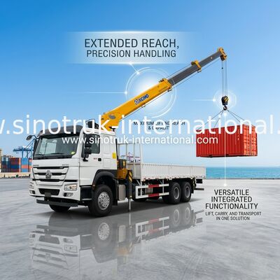 SINOTRUK کامیون نصب جرثقیل تجهیزات 12 تن XCMG برای بلند کردن 6X4 400HP