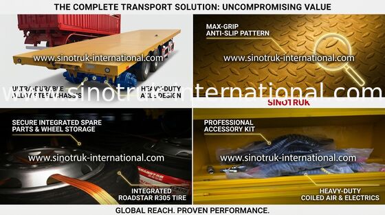 تریلر Flatbed Carbon Steel 40 Tons 3 FUWA Axles
