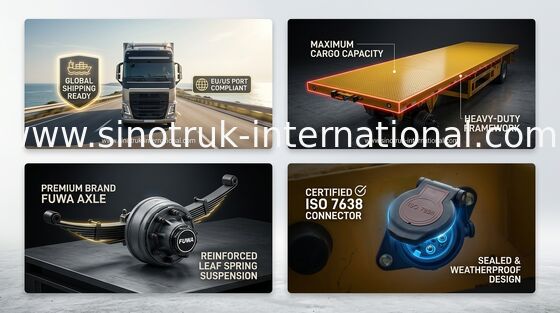 Mn Steel 3 Axles Flatbed Cargo تریلر حمل کالاهای سنگین 30t