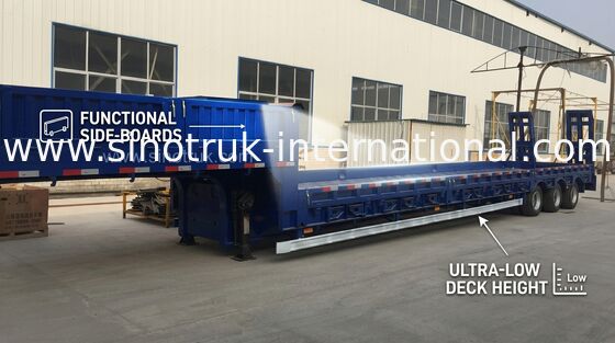 آبی رنگ هیدرولیک تخت خواب نیمه تریلر کامیون 3 محور 80t تعلیق عادی