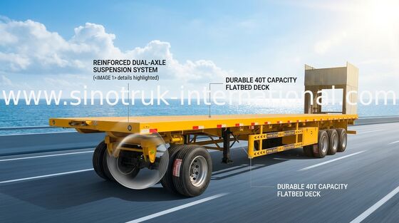 ABS تریلر کامل 28T Flatbed با قلاب بار HOWO جلو
