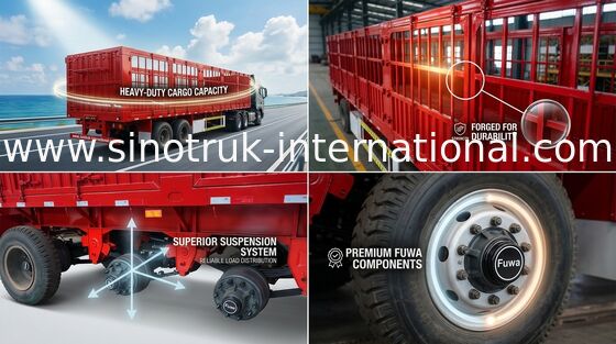 SINOTRUK تخت تخت کامیون نیمه تریلر برای کانتینر حمل و نقل فله بارگیری