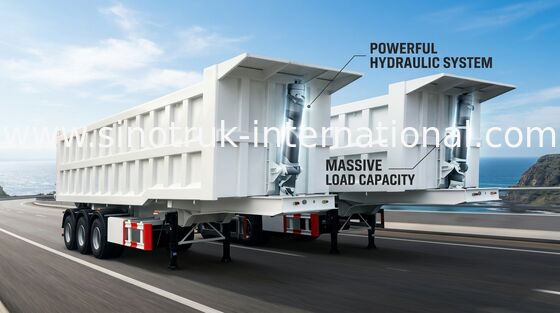 کامیون نیمه تریلر Tipper High Speed ​​برای استخراج معادن و ساخت و ساز 25-45 CBM