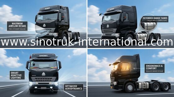 SINOTRUK HOWO A7 بین المللی کامیون تراکتور RHD، تریلر کامیون سر