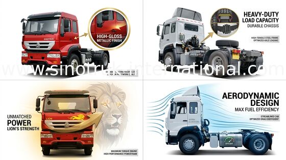 SINOTRUK شاهزاده طلایی کامیون تراکتور 4X2 Euro2 266HP 18 تن ZZ4181M3611W
