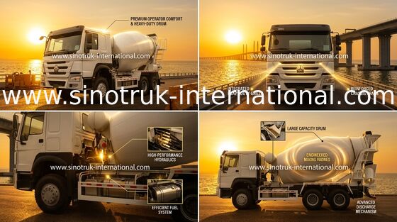 کامیون میکسر بتن LHD 6×4 10 چرخ با قدرت 336 اسب بخار
