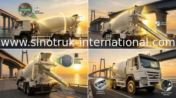 HOWO SINOTRUK کامیون مخلوط کن بتن 10CBM 371HP 6X4 LHD پایدار و کارآمد