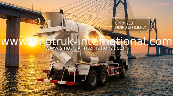 LHD 6×4 10 Wheels کامیون میکسر بتن HOWO با قدرت 340 اسب بخار