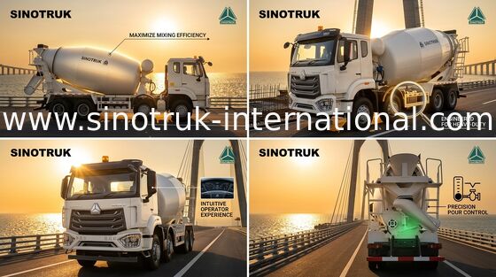 میکسر بتن HOWO SINOTRUK کامیون سفید 10CBM 380HP 8X4 RHD