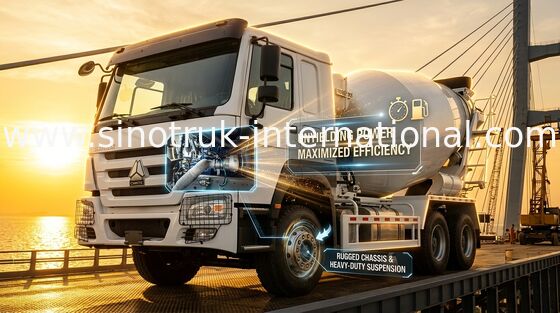 HOWO 8*4 12 چرخ کامیون مخلوط کنکریت 400HP 16CBM قدرت بزرگ ظرفیت بزرگ