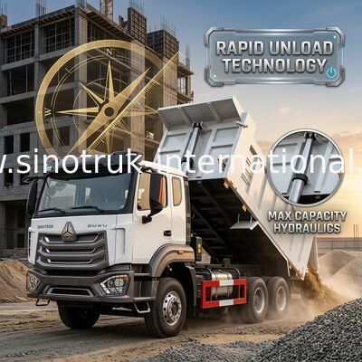 2 مسافر Sinotruk Hohan تپپر کامیون ویچای موتور 6 × 4 LHD 380HP با نوع انتقال دستی