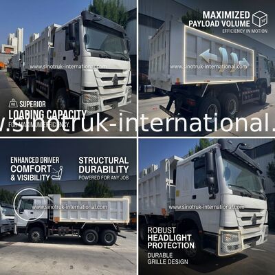 موتور SINOTRUK 371HP 6 × 4 LHD HOWO کامپران سفید 19-20CBM بلند کردن متوسط