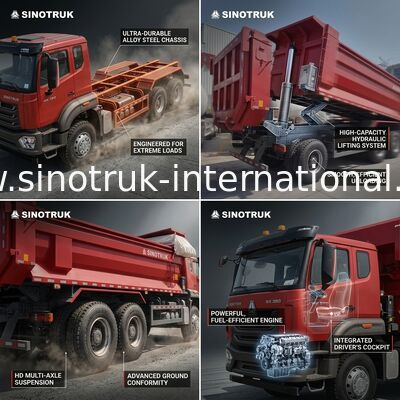 Sinotruk Hohan New Howo Tiper Dump Truck N7 8 × 4 12 چرخ 380HP Lhd یا Rhd با کانتینر نوع U