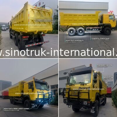 Sinotruk Howo تپپر دامپ کامیون 6 × 6 تمام چرخ محرک با 14.00R20 تایر تک 380Hp