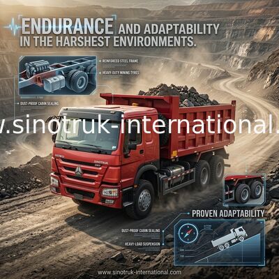 SINOTRUK HOWO 380HP LHD کامپ راننده 6X4 قرمز