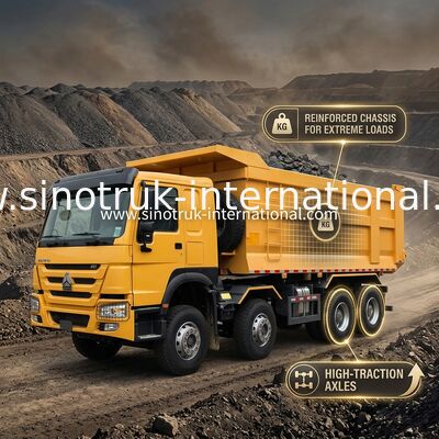 Sinotruk Howo دمپری 8 × 4 Lhd 12 چرخ U شکل بدن دمپری یورو 2