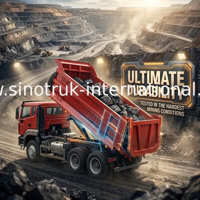 SINOTRUK HOWO N7 کامپ ترمپ 6 × 4 10 چرخ 380HP برای صادرات نوع U آسان برای تخلیه