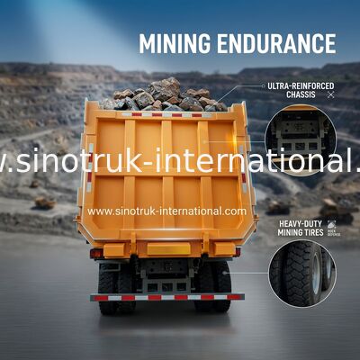 SINOTRUK کامیون سنگین تپ کننده LHD با کابین اسکلت یک طرفه 371HP
