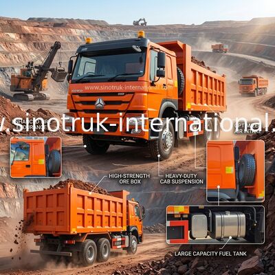 400HP نارنجی HOWO کامیون ریختن RHD 6×4 10 چرخ قدرت اسب بالا