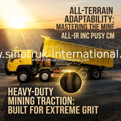 سینوتروک هووو کامپینگ کامپینگ 400HP 8 × 4 50-60Tons Lhd 12 چرخ سینی بزرگ