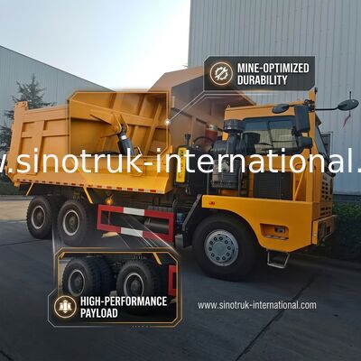 کامیون کمپرسی سنگین SINOTRUK LHD با کابین اسکلت یک طرفه با استحکام بالا زرد