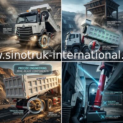 کامیون کمپرسی سنگین SINOTRUK HOWO بالابر جلو 8×4 RHD