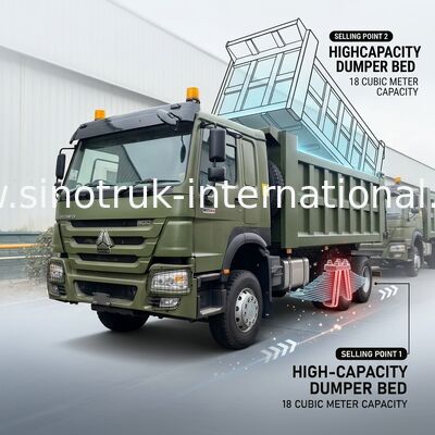 RHD 6×4 10 چرخ ZZ3257V3847B1R 400HP سبز HOWO کامیون کپیر قدرت اسب بالا