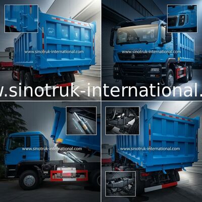 آبی LHD 6×4 10 چرخ HOWO کمپرسی کامیون کمپرسی با قدرت بالا 371 اسب بخار