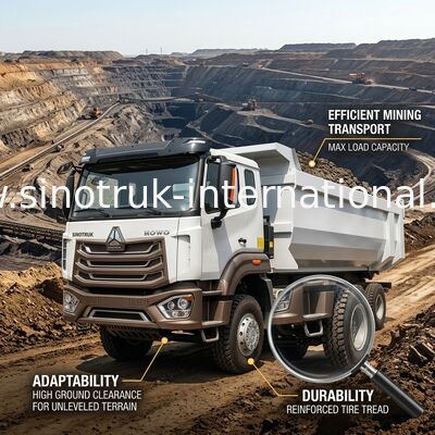 کمپرسی HOWO N7 کابین LHD 12wheels 8X4 400HP برای ماینینگ نوع U
