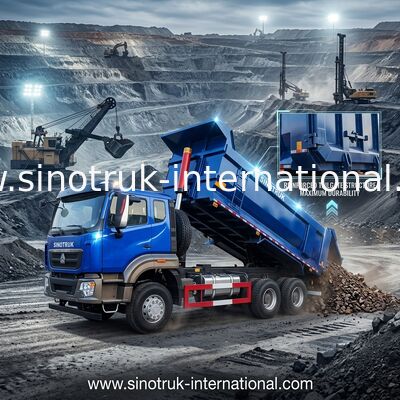 SINOTRUK HOWO آمپلی کنترلر 6 × 4 10 چرخ RHD 380Hp U نوع یک چراغ هشدار
