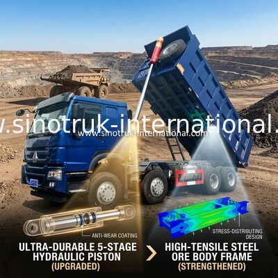 کامیون کمپرسی آبی SINOTRUK HOWO LHD 12wheels 8X4 400HP For Mining Front Lifting 50 تن