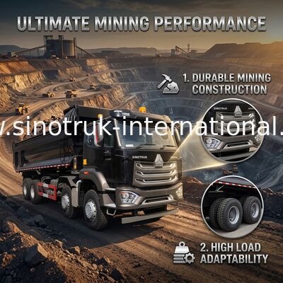 کامیون کمپرسی SINOTRUK HOHAN 8×4 مشکی تخلیه کننده برای ساخت و ساز