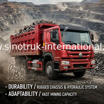 کمپرسی قرمز HOWO SINOTRUK 10 - 25 متر مکعب بار 25 - 40 تن ZZ3257N3847A