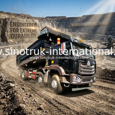کامیون کمپرسی Sinotruk HOWO 8X4 371 اسب بخار 12 چرخ مشکی N7 ZZ3317V386JB1R