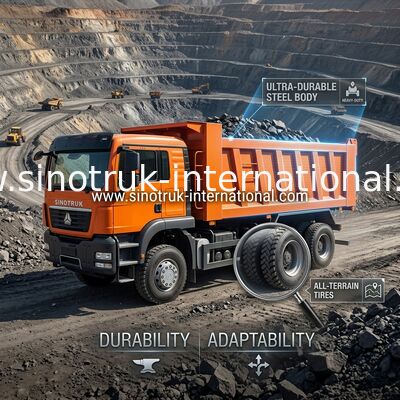 کامیون کمپرسی نارنجی Sinotruk Howo 6 X 4 Tipper New 371HP LHD