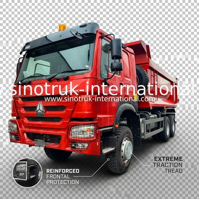 LHD 6×6 10 چرخ ZZ3257V4357B1R 380HP قرمز تمام محرک HOWO کامیون کپیر قدرت اسب های بالا مصرف سوخت کم