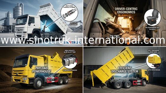 Sinotruk Howo 6 X 4 10 Wheels Tipper Dump Truck 400hp Middle Lifting
